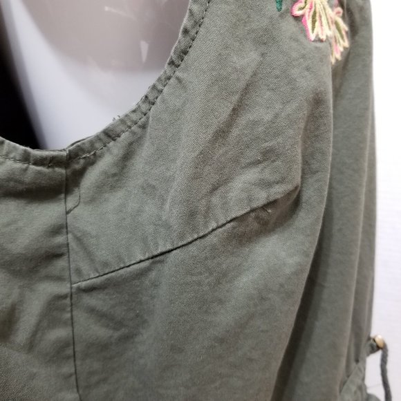 New Look vest 1X floral embroidered utility pockets army zip sleeveless jacket - Picture 5 of 16